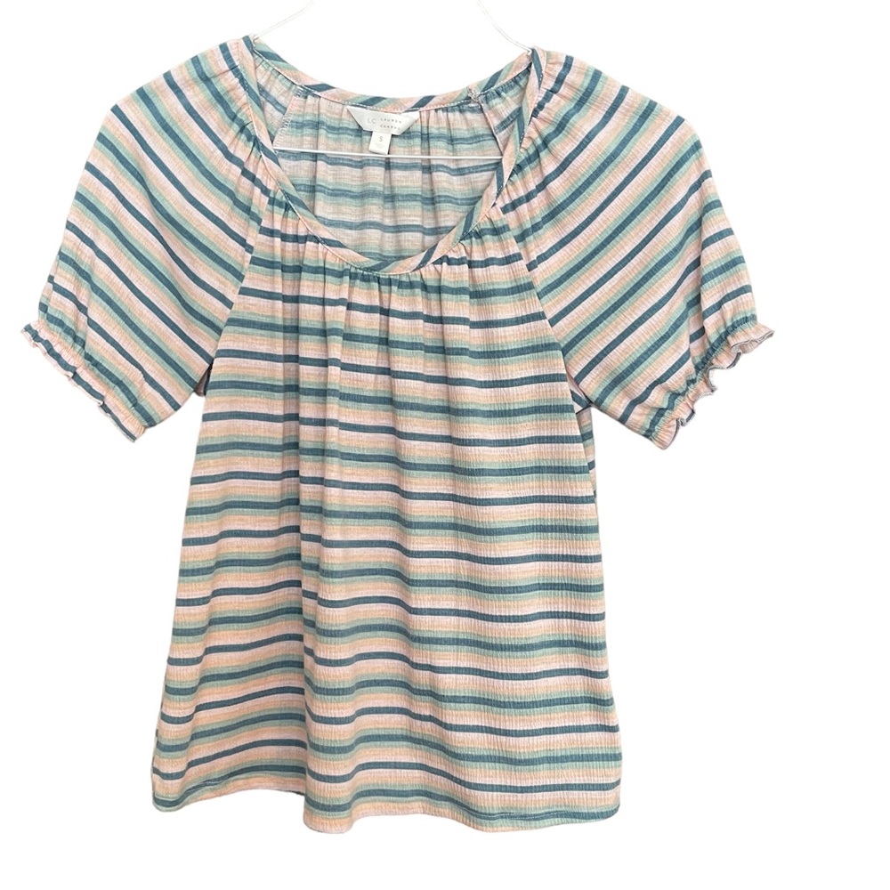 Lauren Conrad Women’s Size Small Shirt Pink With Blue Stripes